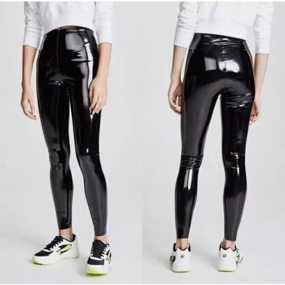 Commando Patent Leather Leggings Size Small Black High Waist Control Top Faux - Picture 2 of 5